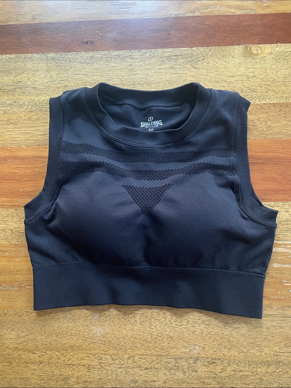 Spalding Black Seamless Supportive Crop Tank